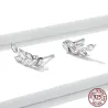 Clous d'oreilles élégants - en forme de feuilles - avec cristaux - argent sterling 925