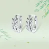 Boucles d'oreilles rondes en forme de feuille - Argent 925