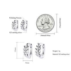 Leaf shaped round earrings - 925 sterling silverEarrings