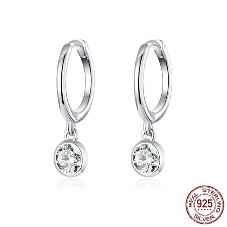 Boucles d'oreilles rondes élégantes - avec zircone - argent sterling 925