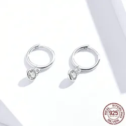 Boucles d'oreilles rondes élégantes - avec zircone - argent sterling 925