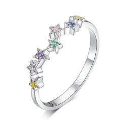Elegant rainbow ring - colorful zircon - 925 sterling silverRings