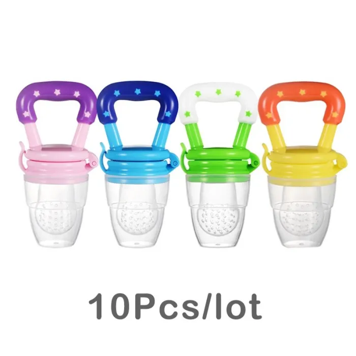 Sucette pour bébé - mangeoire pour aliments frais - jus - lait - filet en silicone - 10 pièces