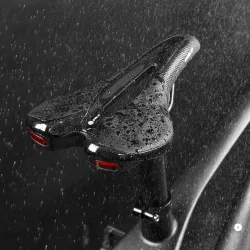 Selle de vélo avec feu arrière - cuir - chargement USB - étanche