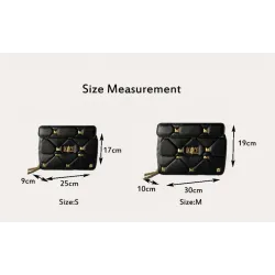 Luxurious bag - with rivets / chain strap / handle - genuine leatherHandbags