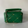 Luxurious bag - with rivets / chain strap / handle - genuine leatherHandbags