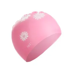 Bonnet de bain en silicone - imperméable - protection oreilles / cheveux longs - imprimé fleuri