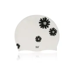 Bonnet de bain en silicone - imperméable - protection oreilles / cheveux longs - imprimé fleuri