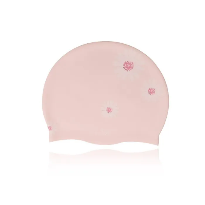 Bonnet de bain en silicone - imperméable - protection oreilles / cheveux longs - imprimé fleuri