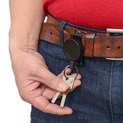 Metal retractable keychain - clip - badge holder - with steel wireKeyrings