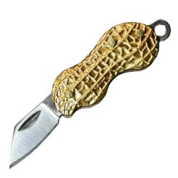 Mini couteau de poche - pliable - inox - forme cacahuète