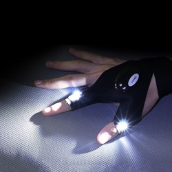 Gants sans doigts - avec lampe de poche LED - étanche - camping - randonnée - outil de survie