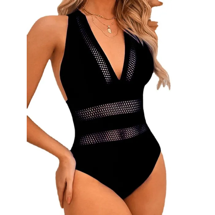 Maillot de bain une pièce sexy - avec push up - décoration filet