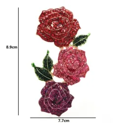 Broche luxueuse - grandes fleurs en cristal