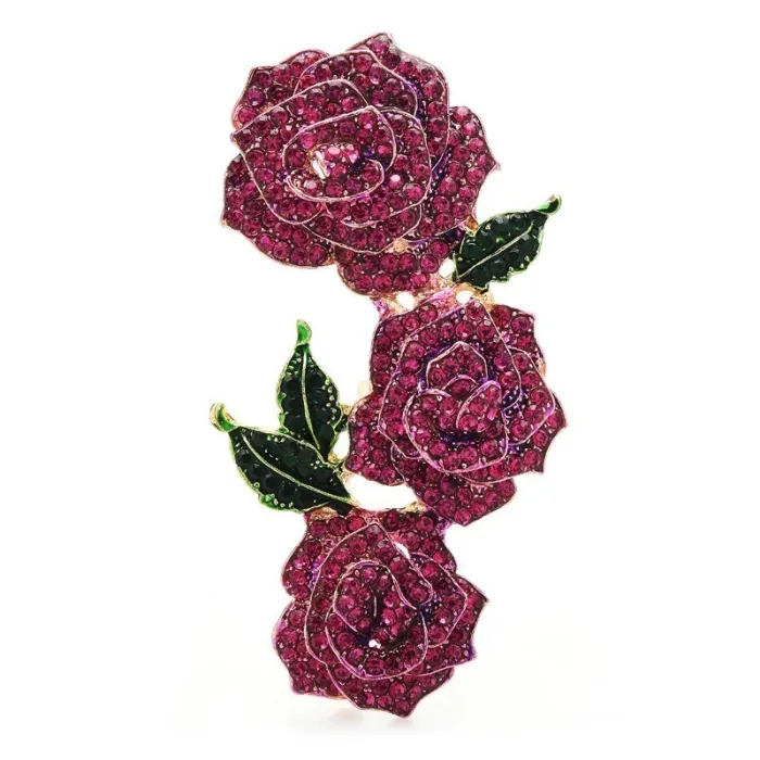 Broche luxueuse - grandes fleurs en cristal