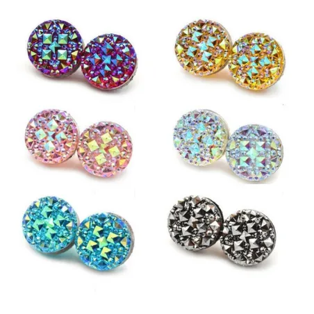 Broche ronde en cristal exotique - broche avec aimant