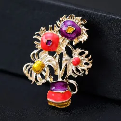 Broche dorée élégante - avec des tournesols colorés