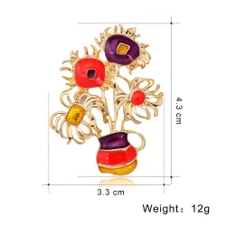 Broche dorée élégante - avec des tournesols colorés