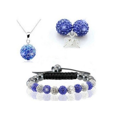 Ensemble à la mode avec perles de cristal - bracelet - boucles d'oreilles - pendentif pour collier