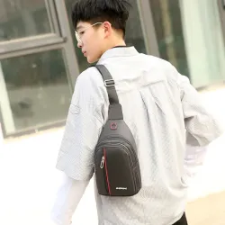 Sac à bandoulière / poitrine élégant - petit sac à dos - avec trou de prise pour écouteurs