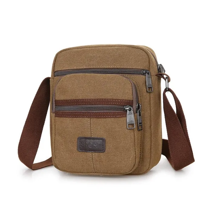 Sac à bandoulière élégant en toile - avec fermetures éclair