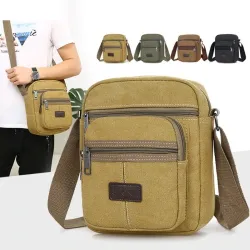 Sac à bandoulière élégant en toile - avec fermetures éclair