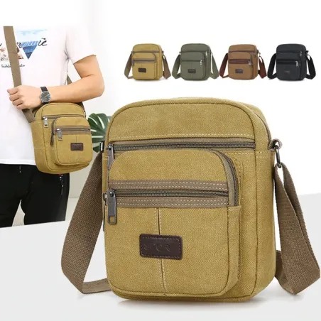 Sac à bandoulière élégant en toile - avec fermetures éclair