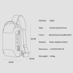 Sac à dos multifonction - sac poitrine / bandoulière - serrure antivol - étanche