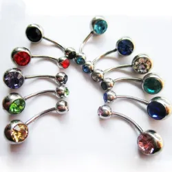 Navel ring - with a crystal - piercing - 5 - 8 mm - 10 piecesEarrings