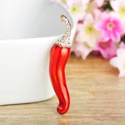 Broche en cristal - avec piment vert & rouge