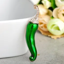 Broche en cristal - avec piment vert & rouge