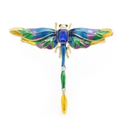 Broche libellule cristal bleu