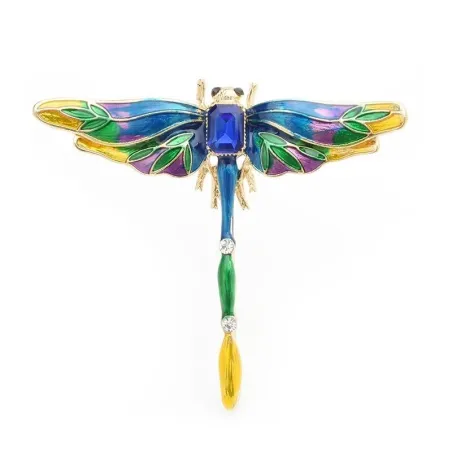 Broche libellule cristal bleu
