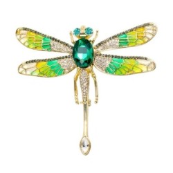 Broche vintage luxueuse - avec libellule en cristal