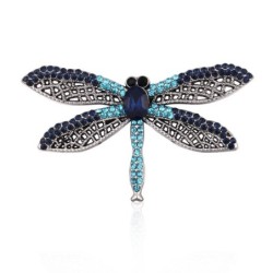 Elegant brooch - with colorful crystal dragonfly