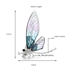 Fashionable metal brooch - large dragonfly with crystalsBrooches