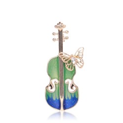 Stylish brooch with guitar & crystal butterfly