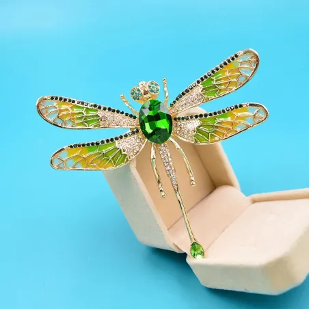 Broche élégante - grande libellule en cristal
