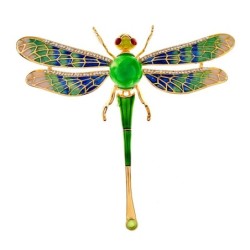 Colorful crystal dragonfly brooch