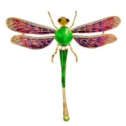 Broche libellule en cristal coloré