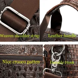 Sac à main luxueux en cuir - avec bandoulière - motif peau de crocodile - cuir véritable