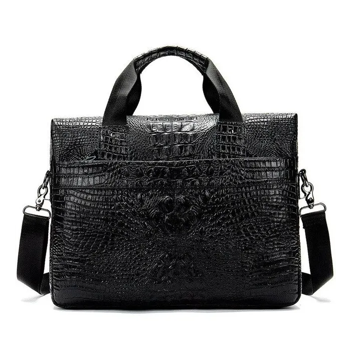 Sac à main luxueux en cuir - avec bandoulière - motif peau de crocodile - cuir véritable