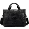 Luxurious leather handbag - with shoulder strap - crocodile skin pattern - genuine leatherBags