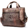 Sac à main luxueux en cuir - avec bandoulière - motif peau de crocodile - cuir véritable