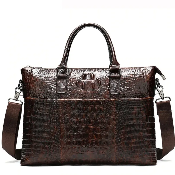 Sac à main luxueux en cuir - avec bandoulière - motif peau de crocodile - cuir véritable