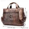 Sac à main luxueux en cuir - avec bandoulière - motif peau de crocodile - cuir véritable