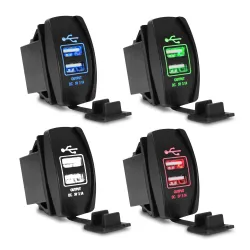 Double prise USB universelle - 3.1V -12V/24V - port de charge - LED