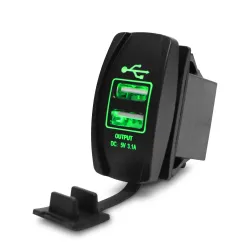 Universal USB dual socket - 3.1V -12V/24V - charging port - LEDChargers