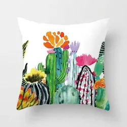 Housse de coussin déco - plantes tropicales - cactus - monstera - feuille de palmier verte - 45 cm * 45 cm