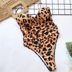 Maillot de bain une pièce sexy - avec push-up - imprimé léopard
